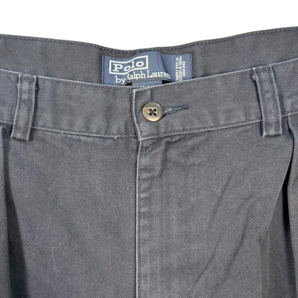 Vintage Polo Ralph Lauren Tyler Short Mens‎ 38 Black Fade Pleated Cotton Chino